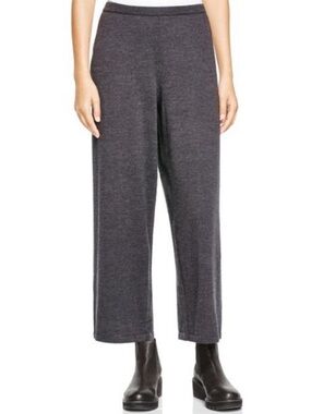 Eileen Fisher 100% merino wool ribbed knit pant M charcoal grey straight pants
